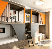 Lits superposés en panneaux de bois massif modernes pour hôtels, appartements, écoles, chambres - Conception durable et écologique