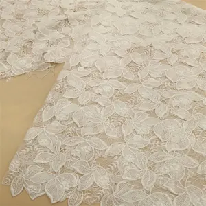 Novo tecido de renda de seda leite solúvel em água, usado para decorar vestidos longos femininos, rendas de casamento, rendas de noiva e vestidos de noite