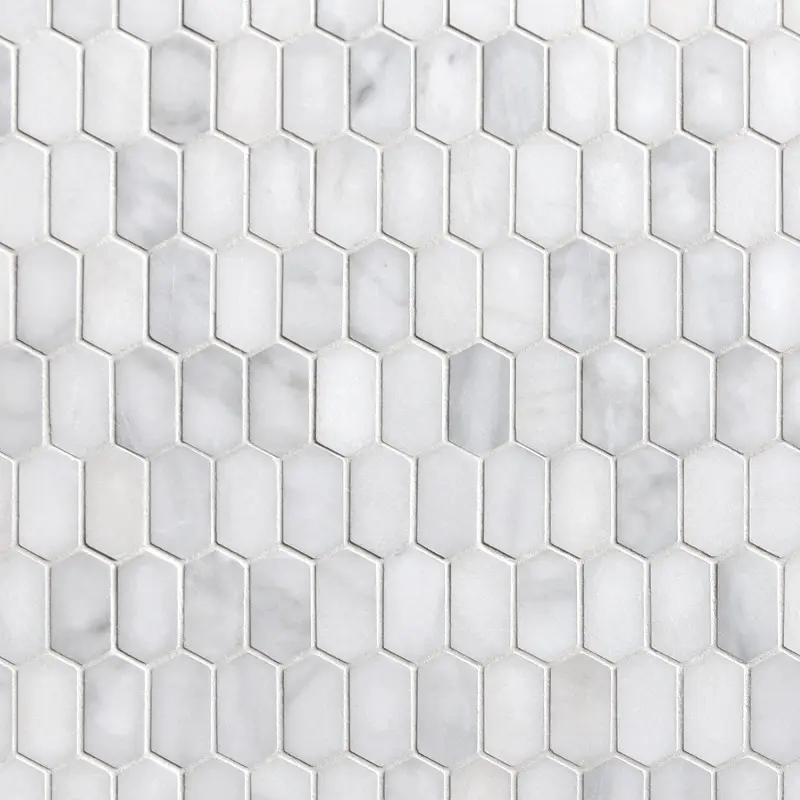 Sunwings Marble Mosaic Tile | Stock in US | White Carrara Picket Mosaics Wall And Floor Tile