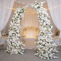 Arche de fleurs artificielles en soie style corne de bœuf, de style européen, transfrontalière, standardisée, pour décoration de toile de fond de scène de mariage, 6-7 pieds x moins de 4