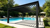 Pergola en aluminium de style chinois pour cour extérieure, avec volets électriques, résistante au vent et à l'eau, avec revêtement en poudre, pour villa et jardin