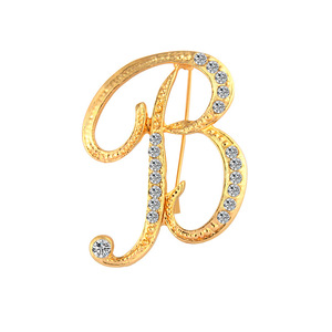 Personalidad creativa Simple 26 letras inglesas broche de diamantes mujeres moda geométrica ramillete suéter abrigo Pin Accesorios - Product Image 2