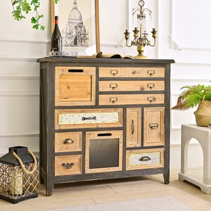INNOVA Rustic Farmhouse Panel Style <b>Wooden</b> <b>Storage</b> <b>Cabinet</b> for Home 8 Drawers 1 Door Entry Hotel Living Room Furniture - Product Image 1