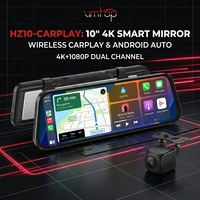 Caméra de tableau de bord avec rétroviseur 4K double objectif 10 pouces, Carplay, Android Auto, WiFi, enregistrement en boucle, GPS en option |   Contrôle de l'application Viidure