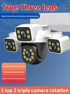 Caméra de sécurité domestique sans fil, caméra espionne cachée, vision nocturne, <span class=keywords><strong>carte</strong></span> <span class=keywords><strong>SD</strong></span>, cloud, 3 objectifs, contrôle par application, 12MP, PTZ, WIFI, caméra CCTV - Product Image 5