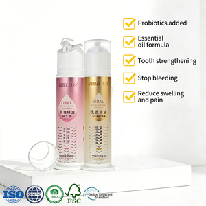 <span class=keywords><strong>Pasta</strong></span> <span class=keywords><strong>dental</strong></span> herbal probiótica con dosificador y fórmula <span class=keywords><strong>de</strong></span> aceites esenciales <span class=keywords><strong>para</strong></span> encías sangrantes — Fabricante OEM al por ma - Product Image 1