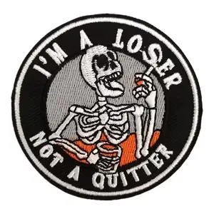 Забавная винтажная вышитая нашивка «я неудачник», с рисунком скелета