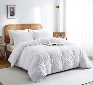 Trắng Duvet cover Vua kích thước, Boho chần sợi nhỏ bedding Set cho tất cả các mùa, thêu tồi tàn Chic <span class=keywords><strong>Comforter</strong></span> - Product Image 3