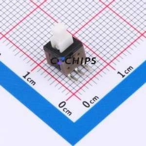 5.8 WSGT-3P CC Push Button Switch Bent Lead Through Hole-3P,5.8x5.8mm Single Pole Single Throw Rectangle Plunger - Product Image 1