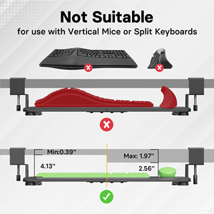<b>Large</b> Size C Clamp-on Mount Keyboard Tray Under <b>Desk</b> with Drawer for Home Office - Product Image 3