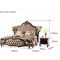 Lit double bon marché, meubles en bois anciens français, lit en pin sculpté à la main pour mariage européen Rococo de luxe
