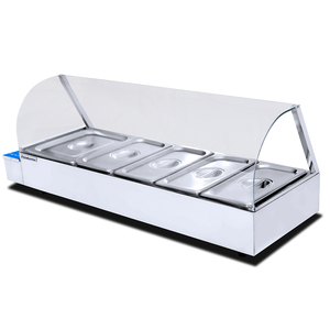 Equipo de cocina comercial Calentador de alimentos Mesa eléctrica de acero inoxidable Bain Marie con cubierta de vidrio - Product Image 5