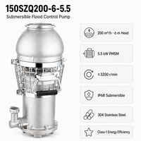 Pompe submersible de contrôle des inondations en acier inoxydable 150SZQ200-6-5.5, haut débit, triphasée, 5,5 kW, 3200 tr/min, 200 m³/h, hauteur de refoulement 6 m, IP68, moteur PMSM