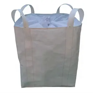 Custom 1 Ton PP Jumbo Bag Woven FIBC Bulk Big Bag Flat Bottom Discharge Cement Sand Customized Logo