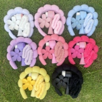 Paket Spa Awan 5in1 | Headband Empuk, Gelang Tangan Penyerap, Sikat Pembersih Silikon & Bulu Ganda, Jepit Rambut Bunga untuk Mencuci Muka