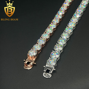 Fijne sieraden 925 sterling zilver 8mm tennis ketting bling hiphop VVS1 moissanite ketting roségoud tennis ketting - Product Image 4