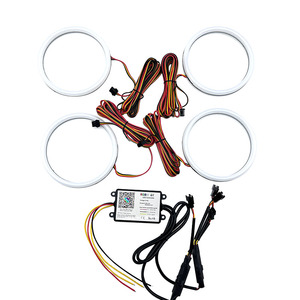 Anneaux lumineux RGBW Angel Eye Halo pour voiture, 4 pièces, 120 mm, colorés, contrôlables par application - Product Image 1