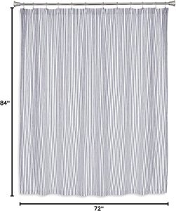 <span class=keywords><strong>Rideau</strong></span> de <span class=keywords><strong>douche</strong></span> en pur coton à rayures bleu marine minimaliste avec crochets antirouille Taille <span class=keywords><strong>extra</strong></span> longue 84*72 pouces - Product Image 3