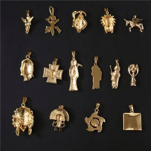 Factory Designer <b>Gold</b> Custom Logo Stainless Steel Coin Round <b>Solid</b> Charms <b>Pendants</b> for Jewelry Making - Product Image 4