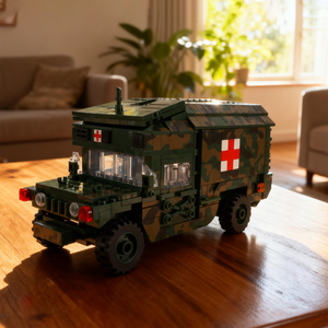 Mainan Blok Bangunan Plastik Kreatif Bentuk Ambulans OEM Grosir 784PCS dengan Pintu yang Dapat Ditarik untuk Anak-Anak - Product Image 3