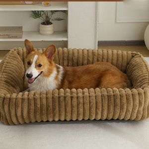 <span class=keywords><strong>Cama</strong></span> Rectangular de Lujo para Perro con Logotipo Personalizado, Diseño Esponjoso, Almohadas para el Cuidado del Cuello, Funda Extraíble Fácil de Lavar, Sofá <span class=keywords><strong>Cama</strong></span> a Rayas - Product Image 6