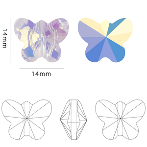 Zhubi-cuentas de cristal de mariposa de Color Aurora de 14MM, abalorios brillantes transparentes, abalorios de cristal para fabricación de joyas DIY - Product Image 2