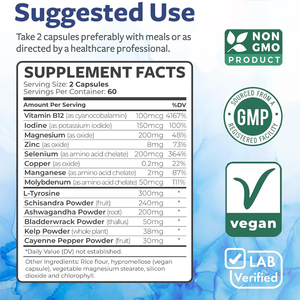 Capsule di Supporto alla Tiroide OEM/ODM - Potente Complesso Erboristico con Vitamina B12, Magnesio, Zinco e Iodio |   Integratore per la salute della tiroide - Product Image 2