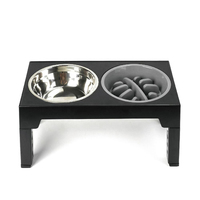 Bols pour animaux de compagnie réglables en acier inoxydable massif, modernes, portables, pour chiens et chats, avec mangeoire lente remplaçable et bol à eau flottant surélevé