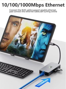 9 1 USB-C Hub 4K 60HZ for <strong>HDMI</strong> Adapter Gigabit <strong>RJ45</strong> Ethernet Multit-USB 3.0 <strong>Splitter</strong> SD/TF Card Reader for Mac for Dell Type-C - Product Image 4