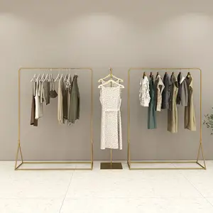 Popular Gold Stainless Steel Garment Display Rack Kids Women Clothes Display Stand For Retail Clothing Shop