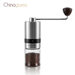 Best premium stainless steel burr core adjustable portable mini Manual Coffee grinder machine with 100ml glass bottle jar