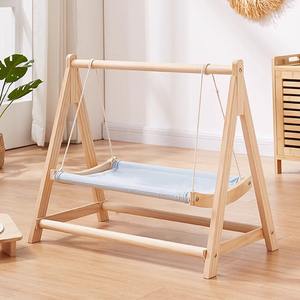 Reines Massivholz-Katzenbett Katzenhöhle Ganzjährig Nutzbar Katzenhängematte Haustierbett Hängend Einlagiges Kätzchen-Schaukelbett Haustiernest - Product Image 1