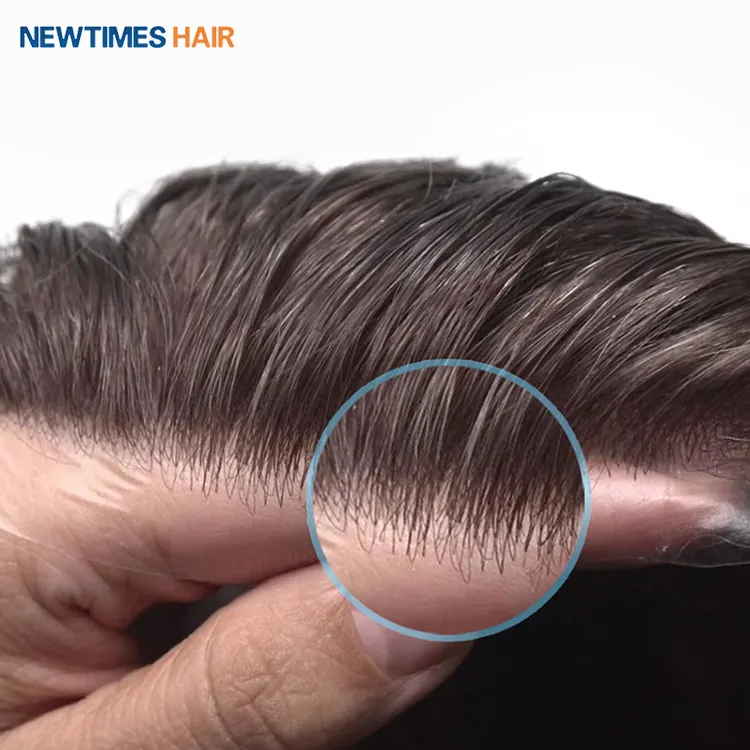 Invisible Natural Hairline ultra Thin Skin 100% Human Hair Men Toupee