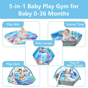 Alfombra de juegos para gimnasio para bebés 5 en 1, colchoneta para el tiempo de barriga y <span class=keywords><strong>actividades</strong></span>, <span class=keywords><strong>manta</strong></span> de Fitness para bebés con juguetes de peluche para el desarrollo de habilidades motoras - Product Image 4