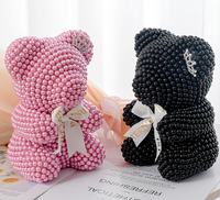 Ours en peluche rose perlé brillant, coffret cadeau, prix de gros, fleur artificielle, ours en rose à bulles de diamant
