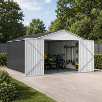 12x19 FT Prefabrik Galvaniz Çelik Garaj Açık Hava Metal Depolama Binası Çift Kapılı ve Yan Girişli