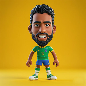 Q Version Brazil Player Cartoon PVC Figure Collectible <b>Mini</b> Figurine <b>Desk</b> Decor Toy 8-13 Years Unisex - Product Image 1