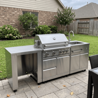 Évier de cuisine extérieur modulaire haut de gamme, anti-moisissure, en acier inoxydable, armoire de cuisine extérieure multifonctionnelle pour jardin