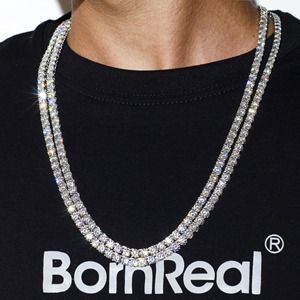 Prix le <span class=keywords><strong>moins</strong></span> <span class=keywords><strong>cher</strong></span> Hip Hop 925 Argent Gra VVS Moissanite Diamant Tennis Chaîne 3MM 4MM 5MM Collier Bracelet Hommes Femmes Fine Jewelry - Product Image 2