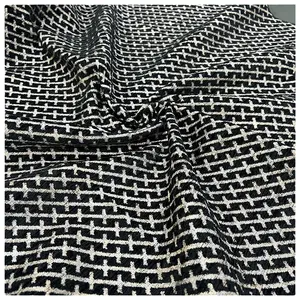 Geweven 100% Polyester Wol Gebreide Kruispatroon Chenille Goud Bank Stof Voor Thuis Textiel