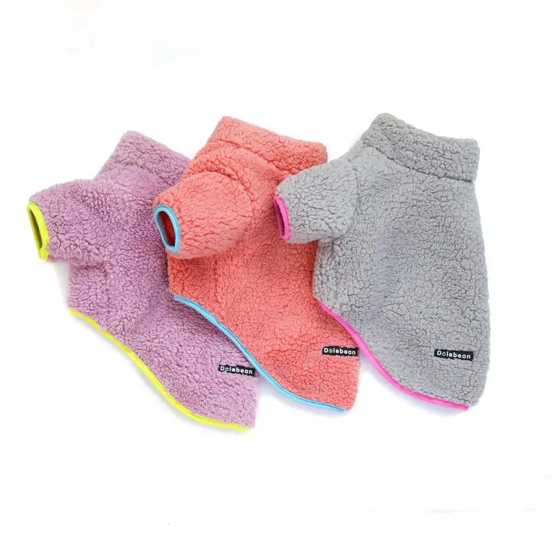 OEM Customized Pet Clothes Factory Wholesale Soft Flannel Dog Sweater Fashion Zipper Pet Coats Dogs Clothing For Winter