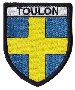 Toulon Coat of Arms <b>Embroidery</b> Patches Handmade Iron-On Style Twill Fabric with Lace Decoration Appliqued Fabric Main <b>Material</b> - Product Image 1