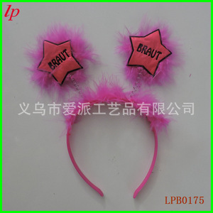 Serre-tête en plumes Team Braut avec applique étoile rose, accessoire de fête LPB0174 - Product Image 2