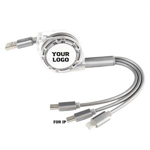 Custom Logo Universal Retractable 3 in 1 Multi Multiple 3in1 USB Charging <b>Charger</b> Cable - Product Image 1