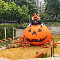 Décoration gonflable géante de chat noir et citrouille pour Halloween, en tissu Oxford résistant à l'eau, durable pour l'extérieur, la cour, le jardin, les fêtes et les événements