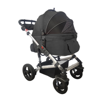 Poussette de luxe pliable et étanche pour animaux de compagnie avec poignée réglable, grand espace de rangement, siège amovible et panier, et siège auto