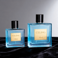 Flacon de parfum en verre transparent givré carré de luxe personnalisé avec couvercle magnétique 30ml 50ml 100ml avec boîte d'emballage