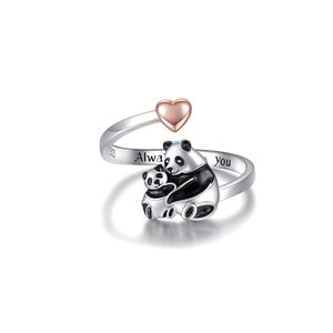 Anillo de plata de ley S925 para mamá, joyería de animales para madre, hija, Nana, mujeres, oso Polar, Panda, conejito, pingüino, anillos ajustables - Product Image 3