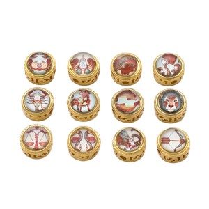 Amuletos de Aleación Estilo Chino con Doce Constelaciones, Engaste de Bisel, Accesorio de Joyería DIY, Uso Diario Unisex - Product Image 5