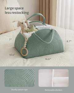 QJMAX nueva versión algodón cuerda pañal Caddy cesta de almacenamiento esencial bolsa de almacenamiento <span class=keywords><strong>para</strong></span> recién <span class=keywords><strong>nacidos</strong></span> - Product Image 3